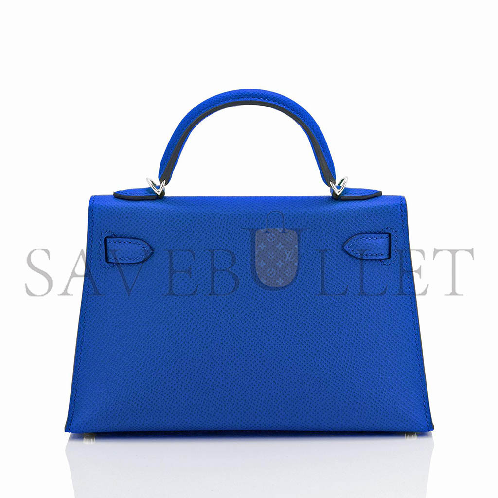 HERMÈS MASTER MINI KELLY II BLUE FRANCE EPSOM SELLIER BAG (19*12*5.5cm) 